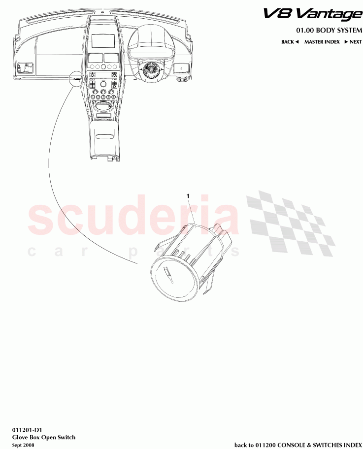 Glove Box Open Switch of Aston Martin Aston Martin V8 Vantage (upto 2016)
