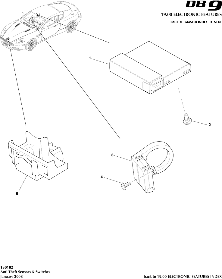 theft Sensors & Switches of Aston Martin Aston Martin GT DB9 (2004-2017)