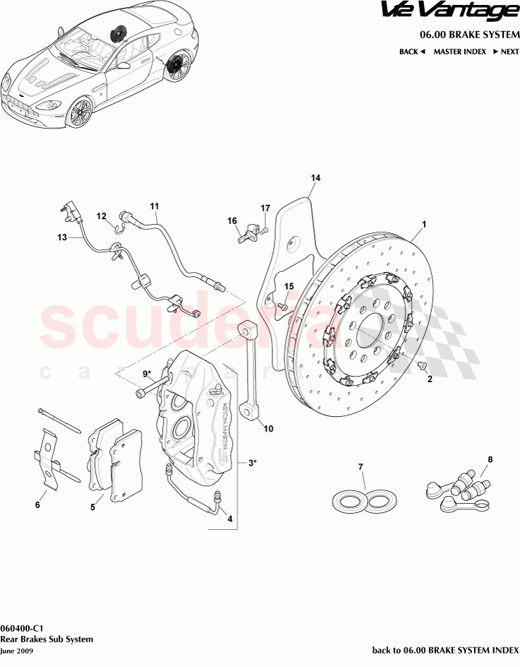 Rear Brakes Sub System of Aston Martin Aston Martin V12 Vantage (upto 2016)