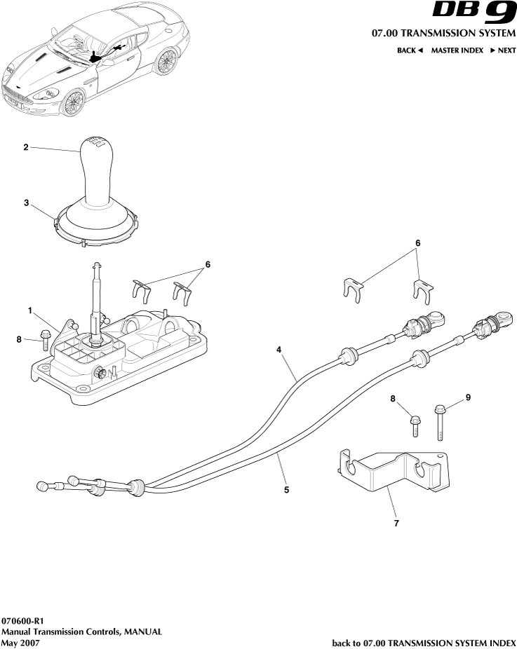 Gear Lever Assembly, Manual of Aston Martin Aston Martin GT DB9 (2004-2017)