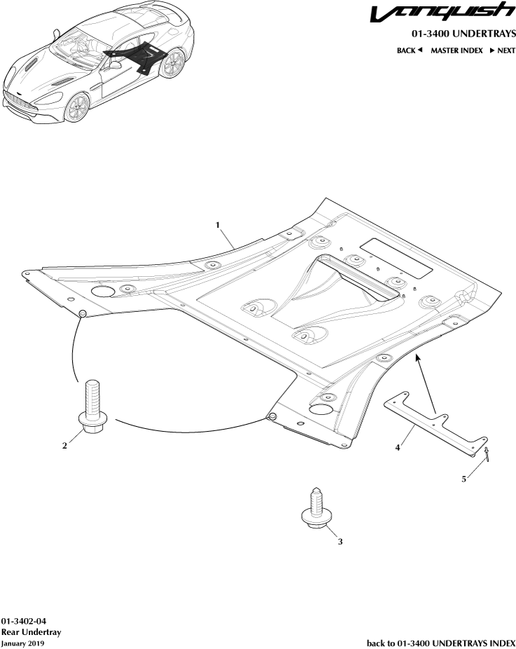 Rear Undertray, Coupe of Aston Martin Aston Martin GT VANQUISH (2013-2018)