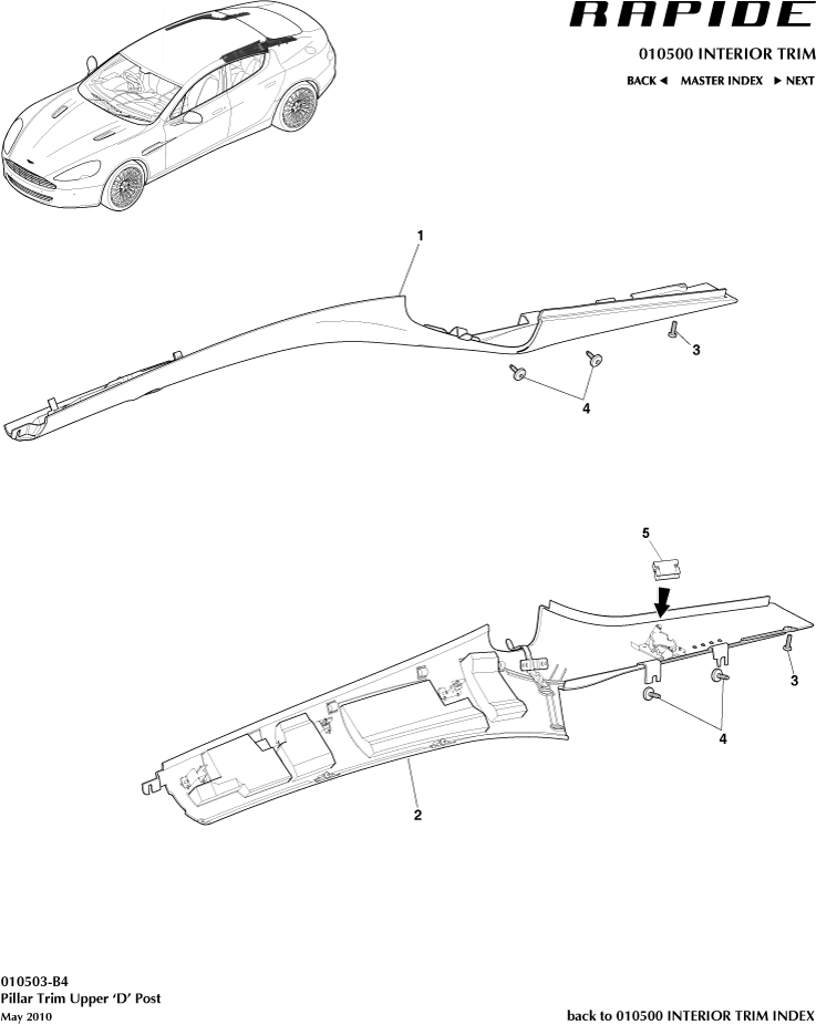 Interior Trim & Ornamentation - D Pillar Trim of Aston Martin Aston Martin GT RAPIDE (2010-2019)