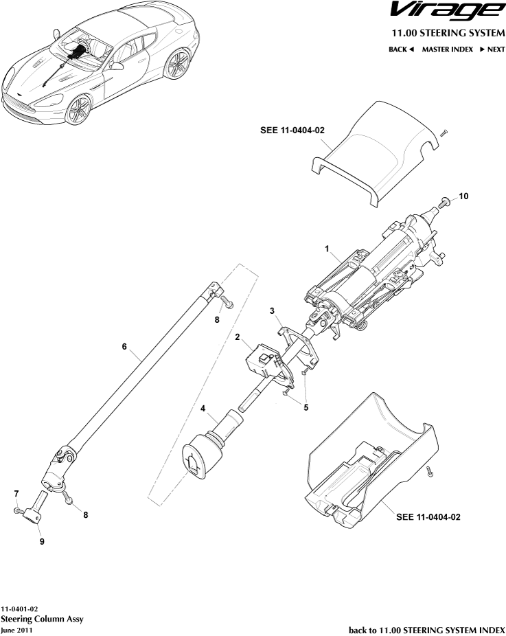 Steering Column Assembly of Aston Martin Aston Martin GT VIRAGE (2012-2013)