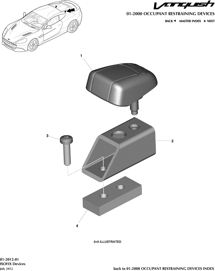 Occupant Restraining Devices - Isofix Tether Brackets of Aston Martin Aston Martin GT VANQUISH (2013-2018)