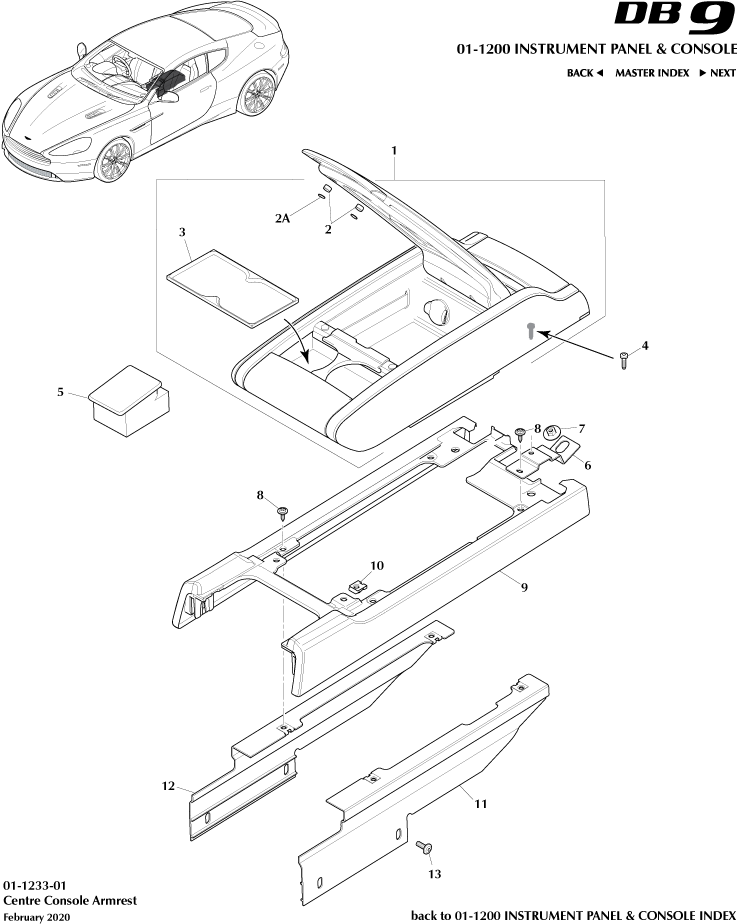 Instrument and Console Panels - Centre Console Armrest of Aston Martin Aston Martin GT DB9 (2004-2017)
