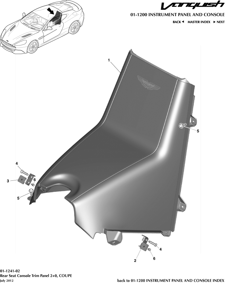 Instrument and Console Panels - Rear Console, Coupe 2+0 of Aston Martin Aston Martin GT VANQUISH (2013-2018)