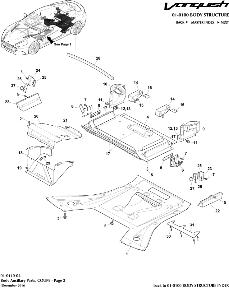 Body Structure - Ancillary Parts, Coupe, page 2 of Aston Martin Aston Martin GT VANQUISH (2013-2018)