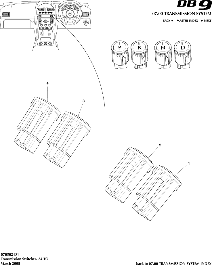 Transaxle Switches of Aston Martin Aston Martin GT DB9 (2004-2017)