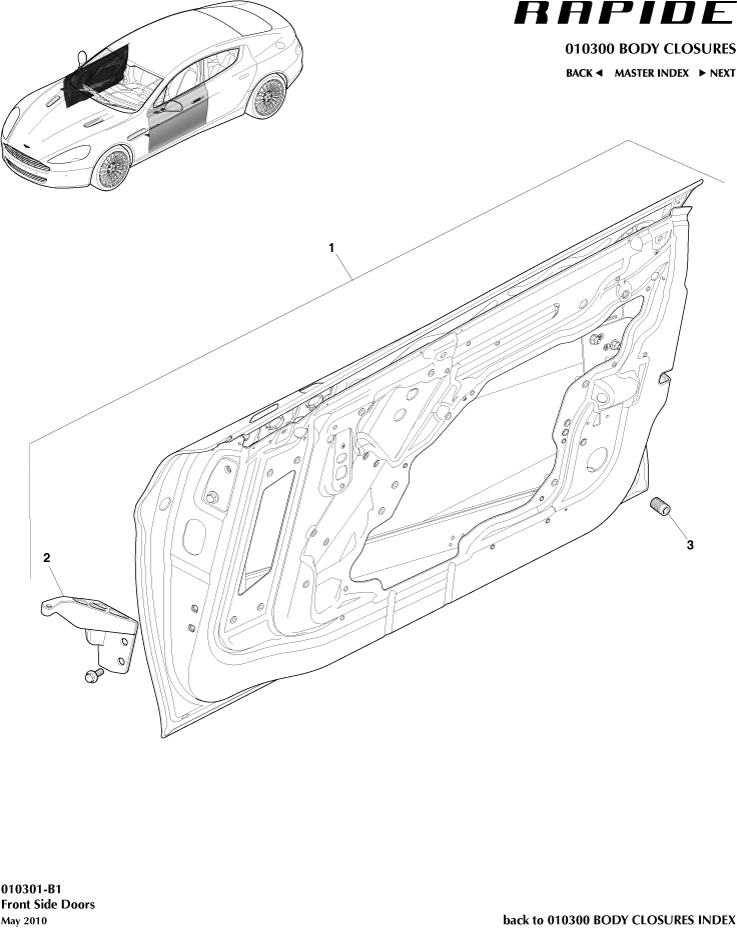 Body Closures - Front Door Assembly of Aston Martin Aston Martin GT RAPIDE (2010-2019)