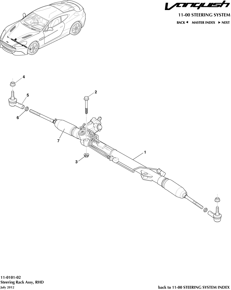 Steering Rack , RHD of Aston Martin Aston Martin GT VANQUISH (2013-2018)