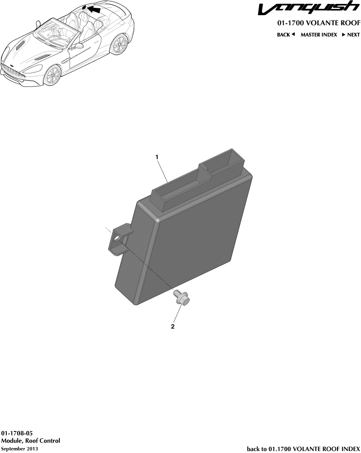 Volante Roof - Roof Control Module of Aston Martin Aston Martin GT VANQUISH (2013-2018)