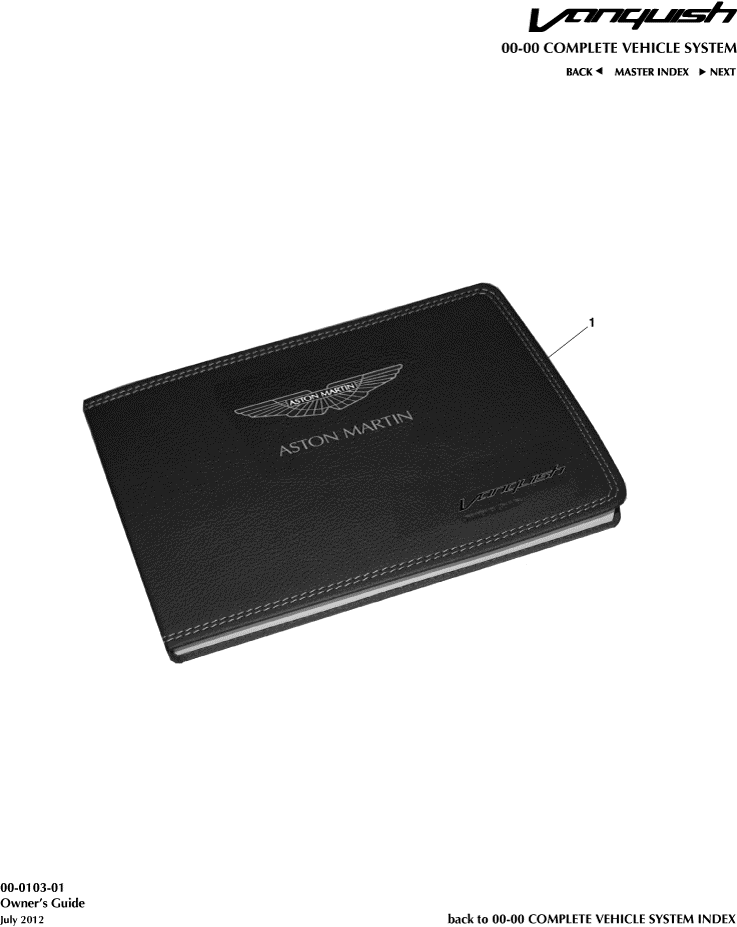 Owners Guide of Aston Martin Aston Martin GT VANQUISH (2013-2018)