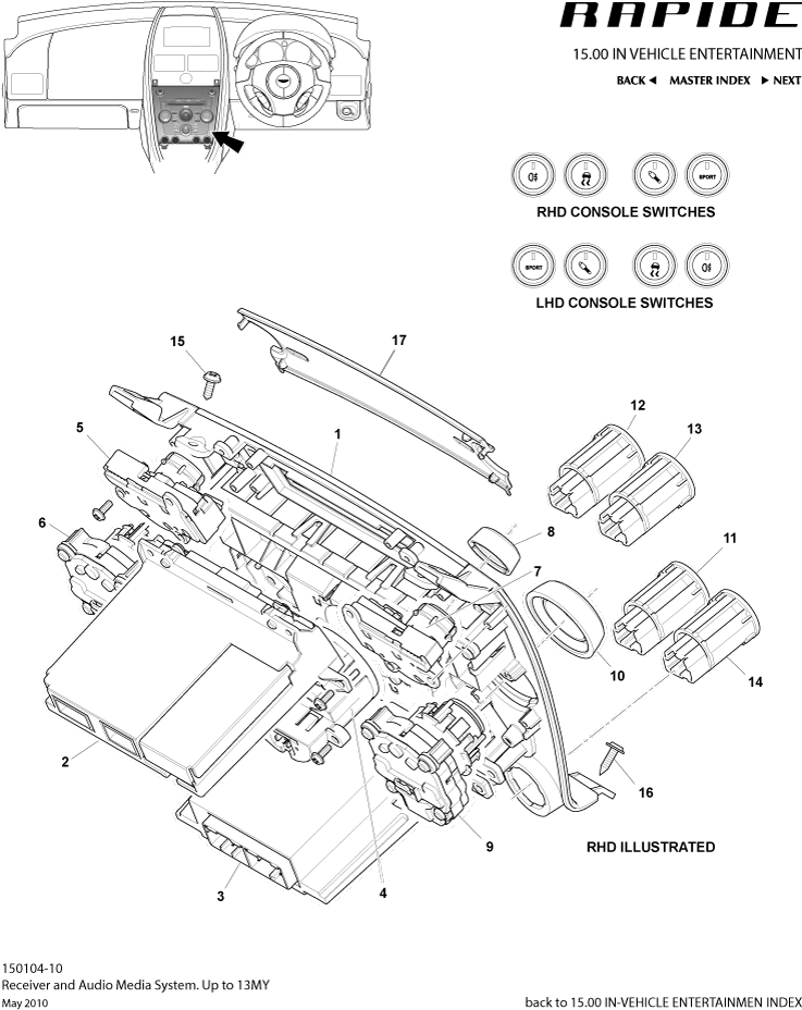 Media System, Up to 13MY of Aston Martin Aston Martin GT RAPIDE (2010-2019)