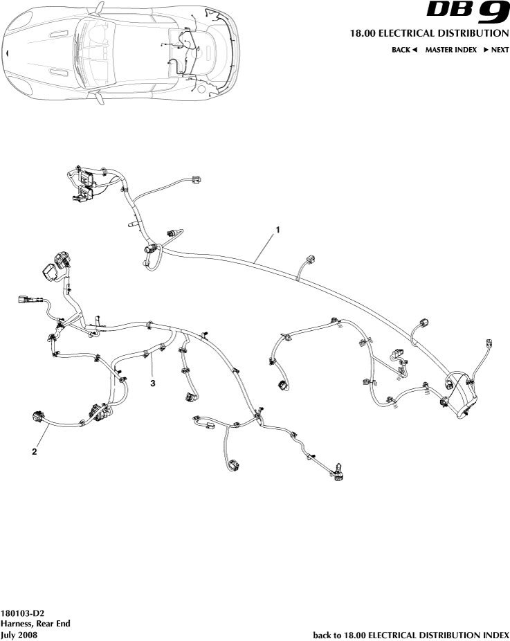 Rear End Harness of Aston Martin Aston Martin GT DB9 (2004-2017)
