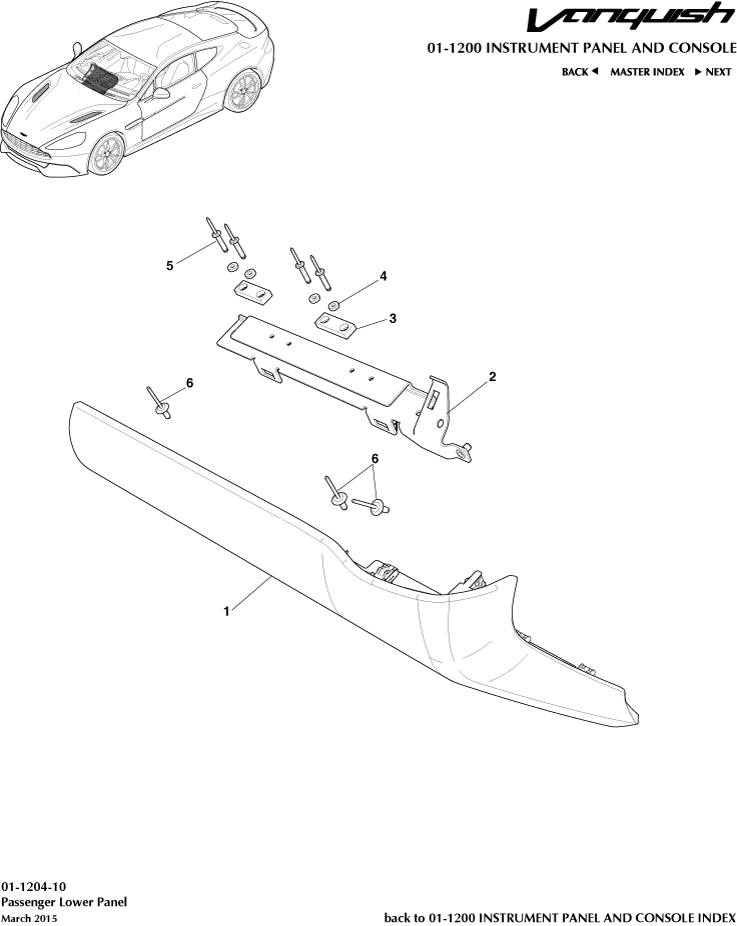 Instrument and Console Panels - Passenger Lower Panel of Aston Martin Aston Martin GT VANQUISH (2013-2018)