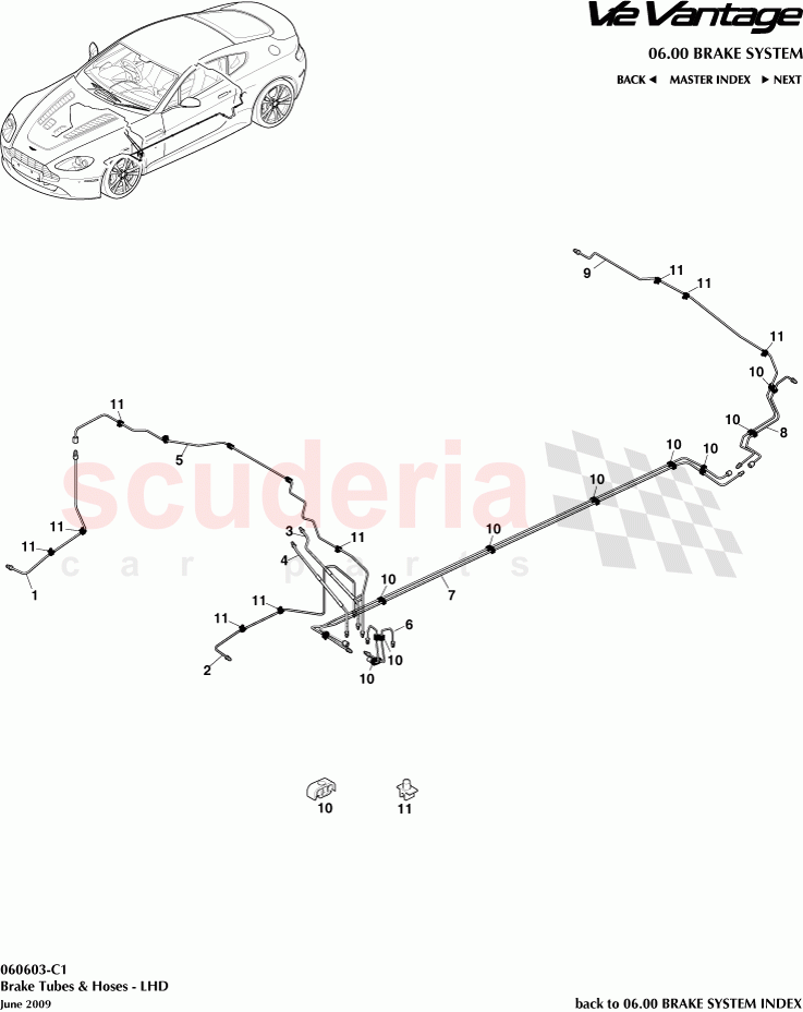 Brake Tubes and Hoses (LHD) of Aston Martin Aston Martin V12 Vantage (upto 2016)