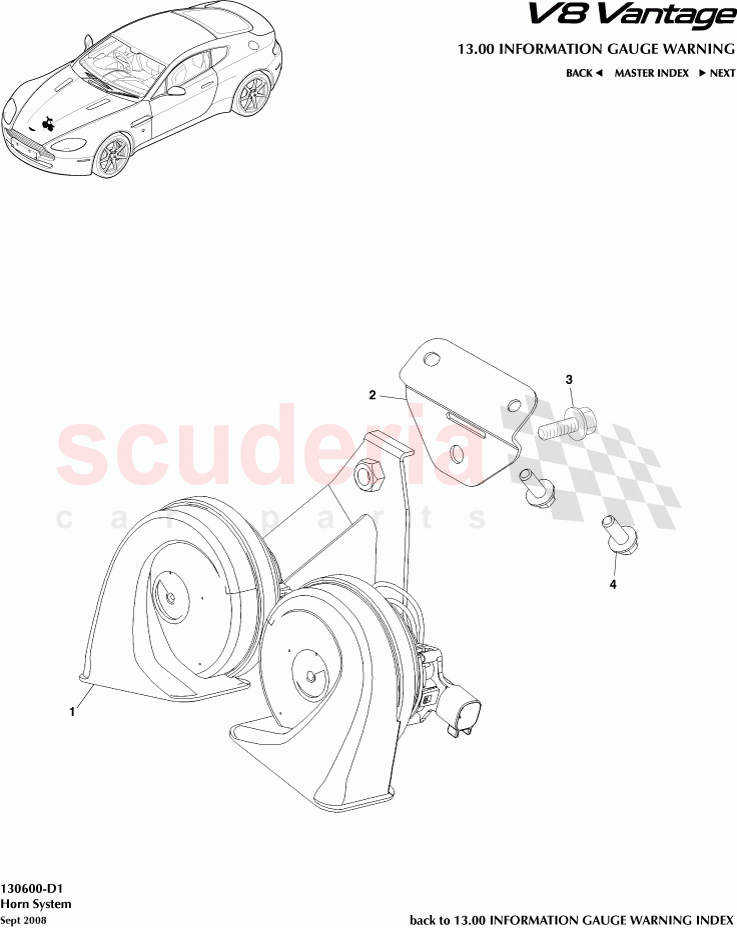 Horn System of Aston Martin Aston Martin V8 Vantage (upto 2016)