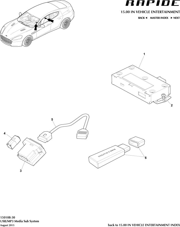 MP3/USB Media Subsytem of Aston Martin Aston Martin GT RAPIDE (2010-2019)
