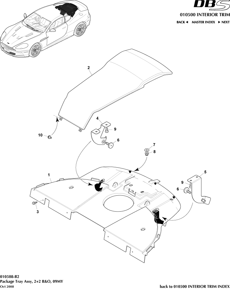 Interior Trim - Package Tray Assembly, 2+2 B&O of Aston Martin Aston Martin GT DBS (2007-2012)