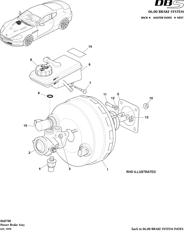 Power Brake Assembly of Aston Martin Aston Martin GT DBS (2007-2012)