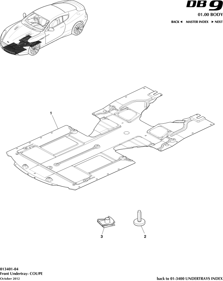 Front Undertray, Coupe of Aston Martin Aston Martin GT DB9 (2004-2017)