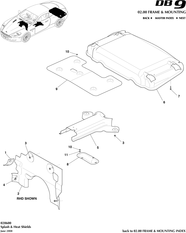 Splash & Heat Shields of Aston Martin Aston Martin GT DB9 (2004-2017)