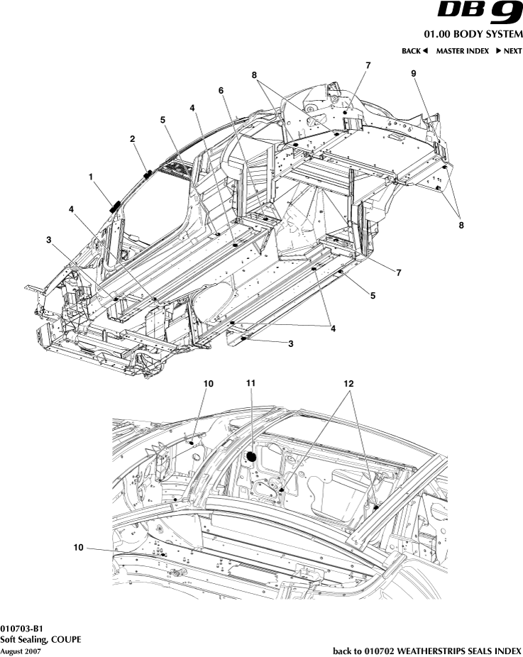 Weatherstrip Seals - Soft Sealing, Coupe of Aston Martin Aston Martin GT DB9 (2004-2017)