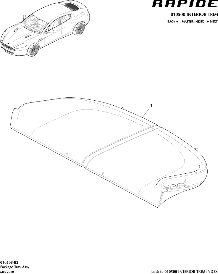 Interior Trim & Ornamentation - Parcel Shelf Trim Panel of Aston Martin Aston Martin GT RAPIDE (2010-2019)