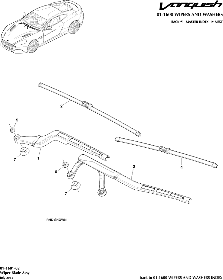Wipers & Washers - Wiper Blade Assembly of Aston Martin Aston Martin GT VANQUISH (2013-2018)