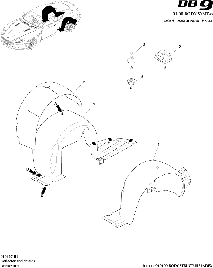 Body Structure - Rear Wheel Arches of Aston Martin Aston Martin GT DB9 (2004-2017)