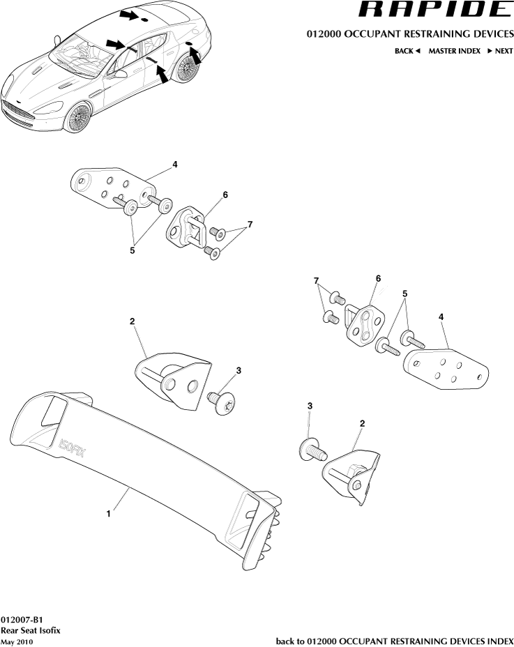 Occupant Restraining Devices - Isofix Tether Brackets of Aston Martin Aston Martin GT RAPIDE (2010-2019)