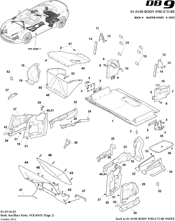 Body Structure - Anciliary Parts, Volante, page 2 of Aston Martin Aston Martin GT DB9 (2004-2017)