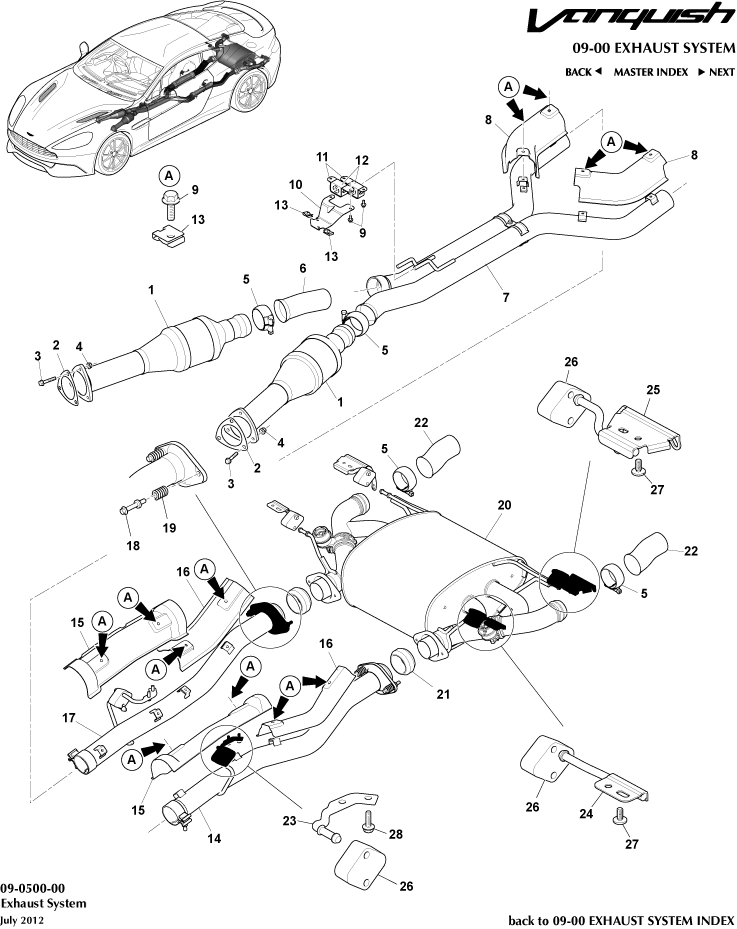 Exhaust System of Aston Martin Aston Martin GT VANQUISH (2013-2018)