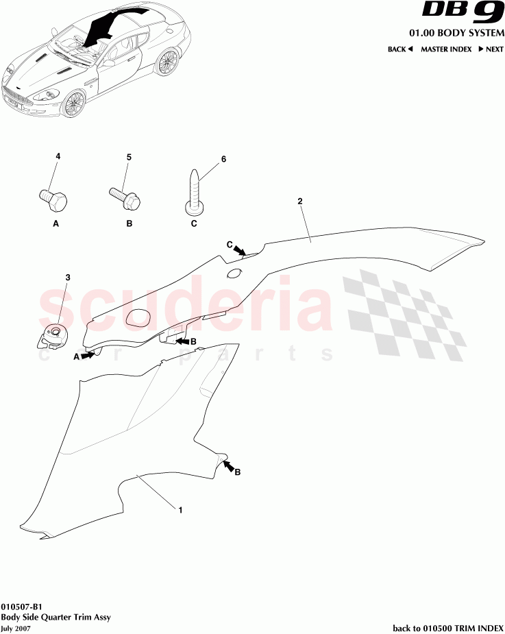 Body Side Quarter Trim Assembly of Aston Martin Aston Martin DB9 (2004-2012)