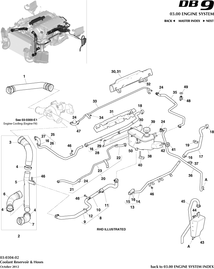 Coolant Reservoir & Hoses of Aston Martin Aston Martin GT DB9 (2004-2017)