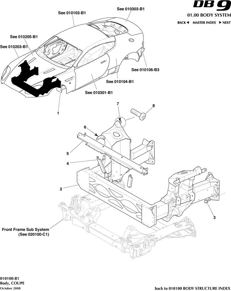 Body Structure - Body, Coupe of Aston Martin Aston Martin GT DB9 (2004-2017)