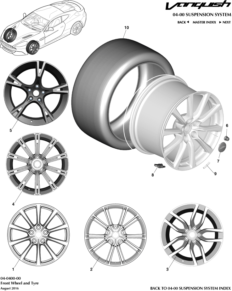 Wheel & Tyres, Front of Aston Martin Aston Martin GT VANQUISH (2013-2018)