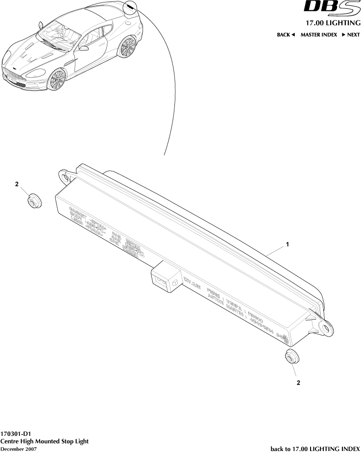 High Mounted Stop Light of Aston Martin Aston Martin GT DBS (2007-2012)