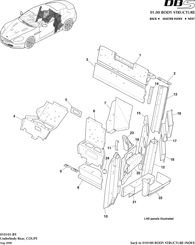 Body Structure - Underbody Rear, Coupe of Aston Martin Aston Martin GT DBS (2007-2012)