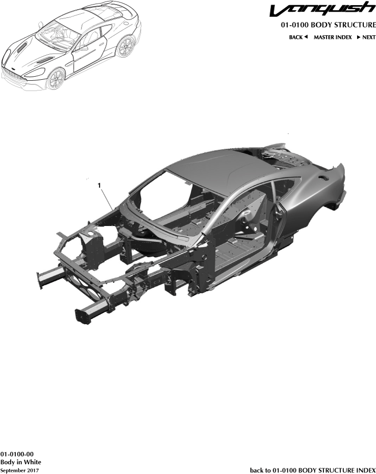 Body Structure - Body in White of Aston Martin Aston Martin GT VANQUISH (2013-2018)