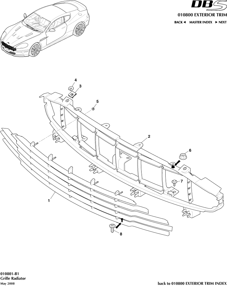 Exterior Trim - Radiator Grille of Aston Martin Aston Martin GT DBS (2007-2012)