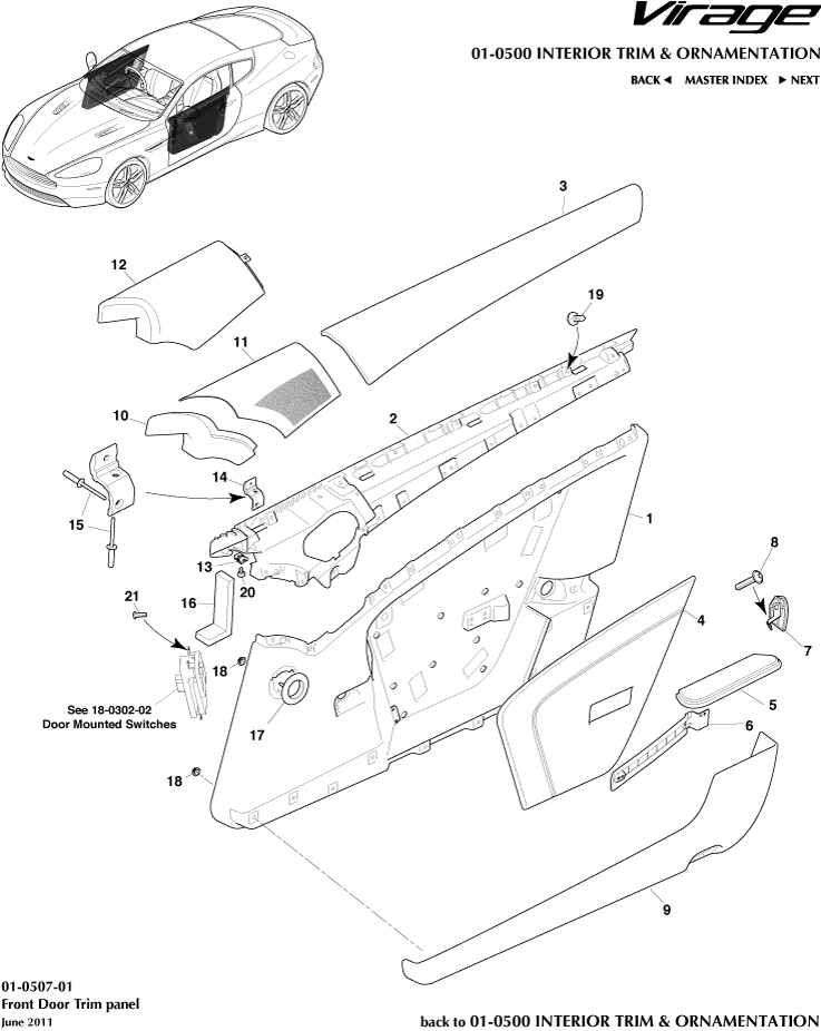 Interior Trim & Ornamentation - Front Door Trim Panel of Aston Martin Aston Martin GT VIRAGE (2012-2013)