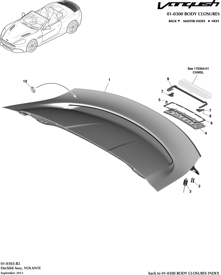 Body Closures - Decklid Assembly, Volante of Aston Martin Aston Martin GT VANQUISH (2013-2018)