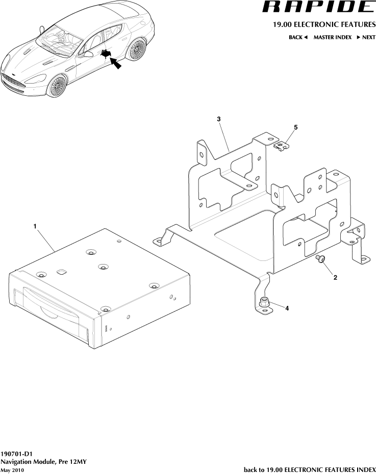 Navigation Module, Up to 12MY of Aston Martin Aston Martin GT RAPIDE (2010-2019)