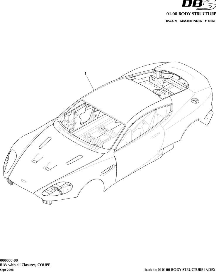 Body Structure - BIW with Closures, Coupe of Aston Martin Aston Martin GT DBS (2007-2012)