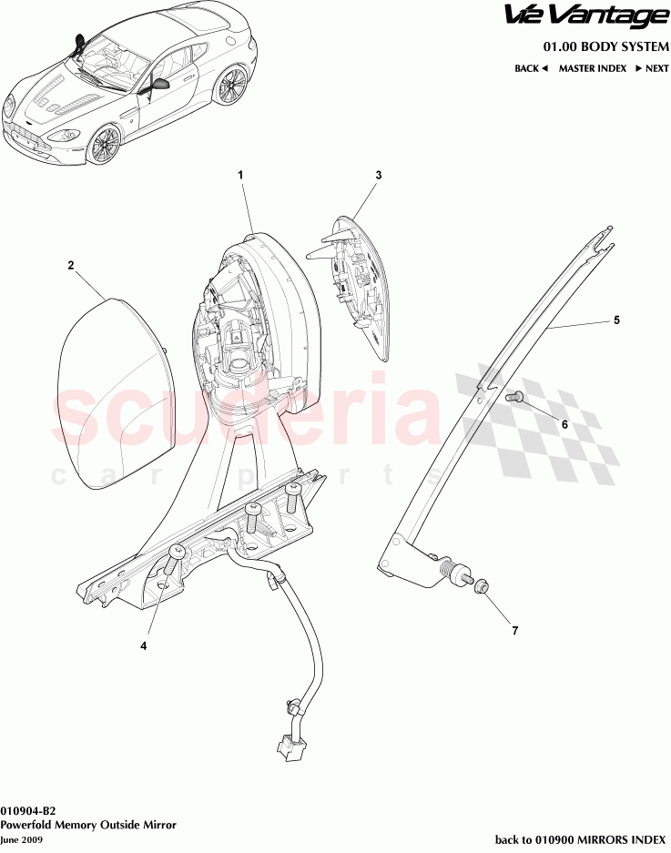 Powerfold Memory Outside Mirror of Aston Martin Aston Martin V12 Vantage (upto 2016)