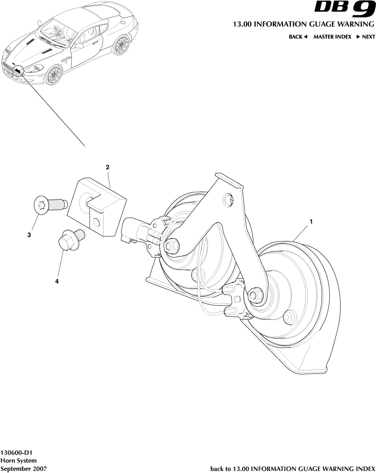Horn System of Aston Martin Aston Martin GT DB9 (2004-2017)