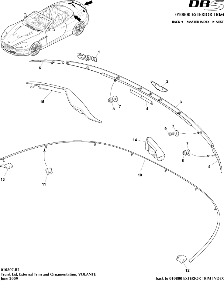 Exterior Trim - Trunk Lid Trim, Volante of Aston Martin Aston Martin GT DBS (2007-2012)