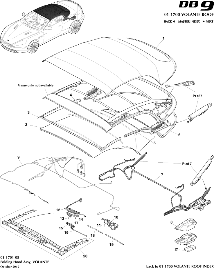 Volante Roof & Sunroof - Volante Roof Assembly of Aston Martin Aston Martin GT DB9 (2004-2017)