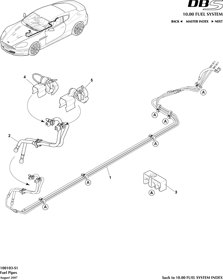 Fuel Pipes of Aston Martin Aston Martin GT DBS (2007-2012)